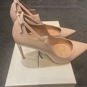 Brian Atwood nude heels with bow detail, size 6.5
